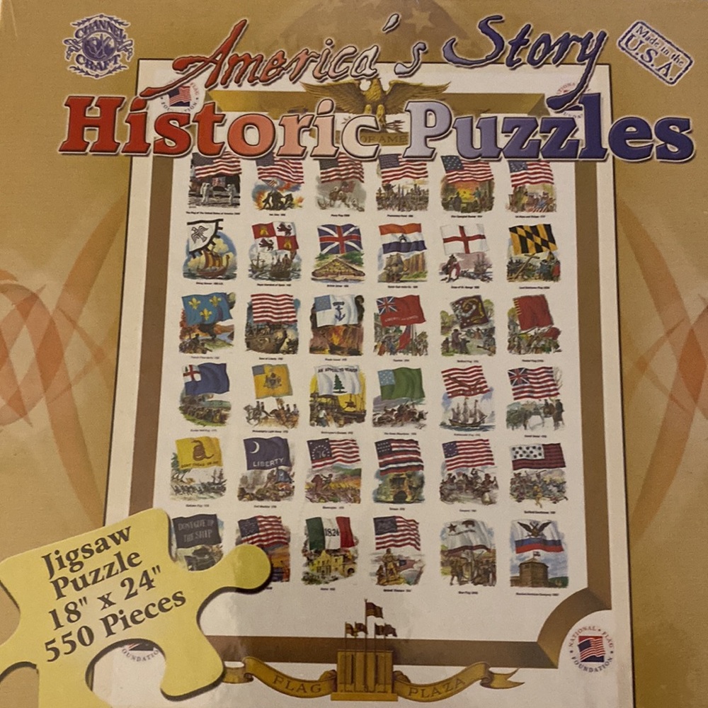 NWOT America’s Story Historic Puzzles: Evolution of The American Flag 550 Pieces